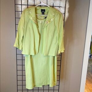 Embroidered Lime Green Dress Suit
